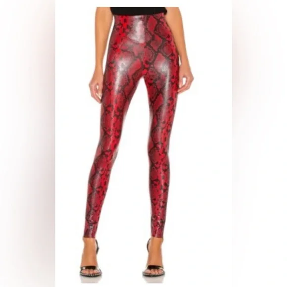 Commando Faux Leather Red Snake Print Leggings - Picture 4 of 5